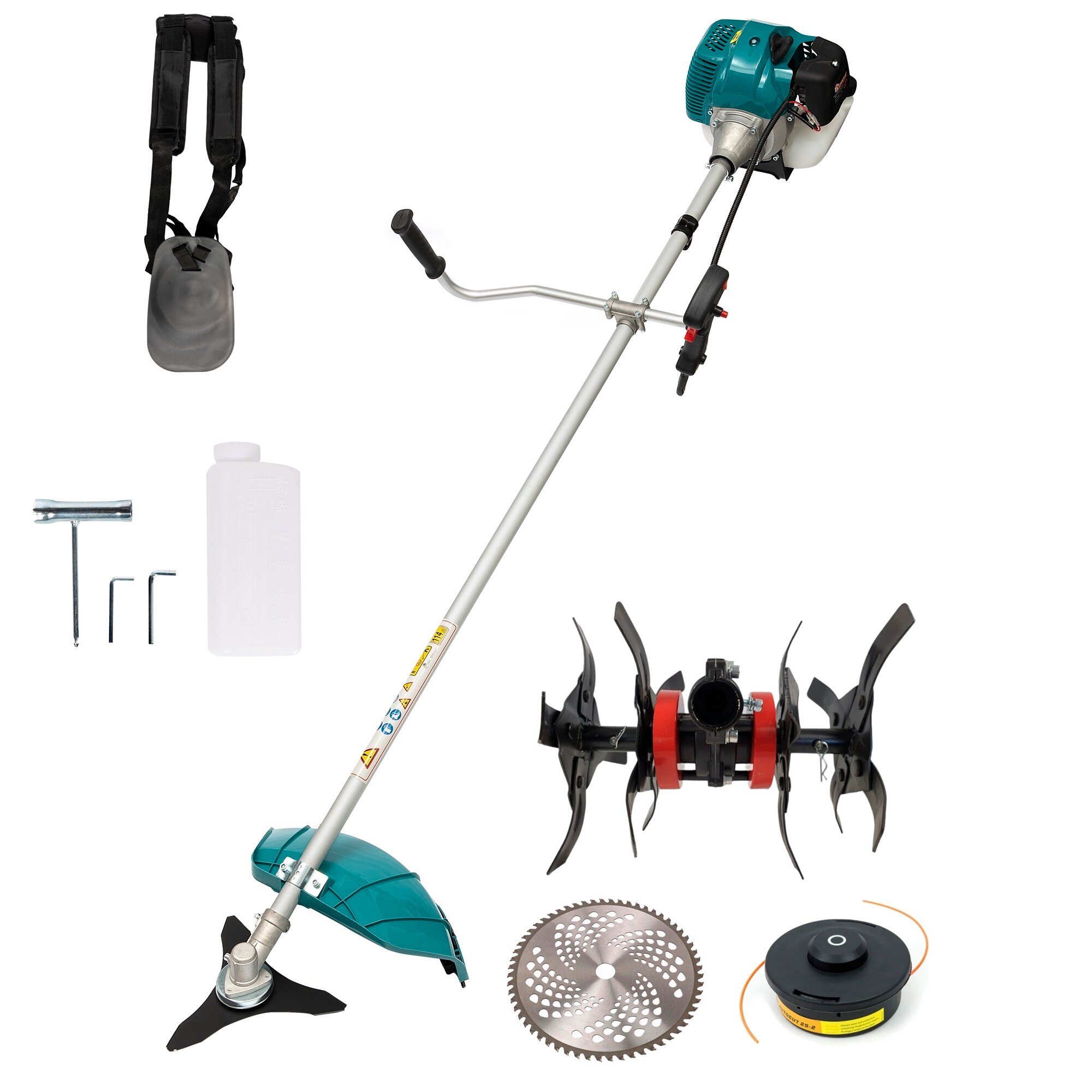 Motocoasa pe benzina Mustang, 5.5 CP, 51,7 CC, 6000 RPM, 4 accesorii incluse cu cultivator