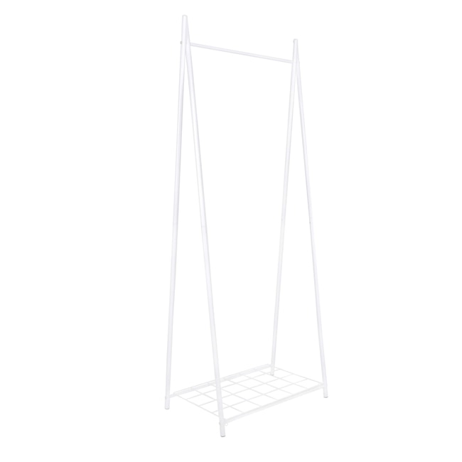 Suport pentru Haine sau Umerase Springos cu Raft pentru Incaltaminte, inaltime 160 cm, alb