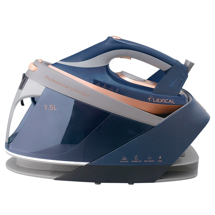 Statie de calcat cu abur, Lexical, 2200 W, 1500 ml, Albastru