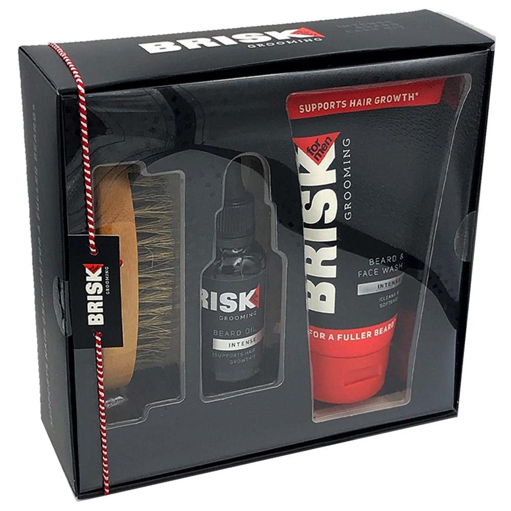 Set ingrijire barba Brisk Intense, Lotiune curatat 150ml , Ulei de barba 30ml , Perie
