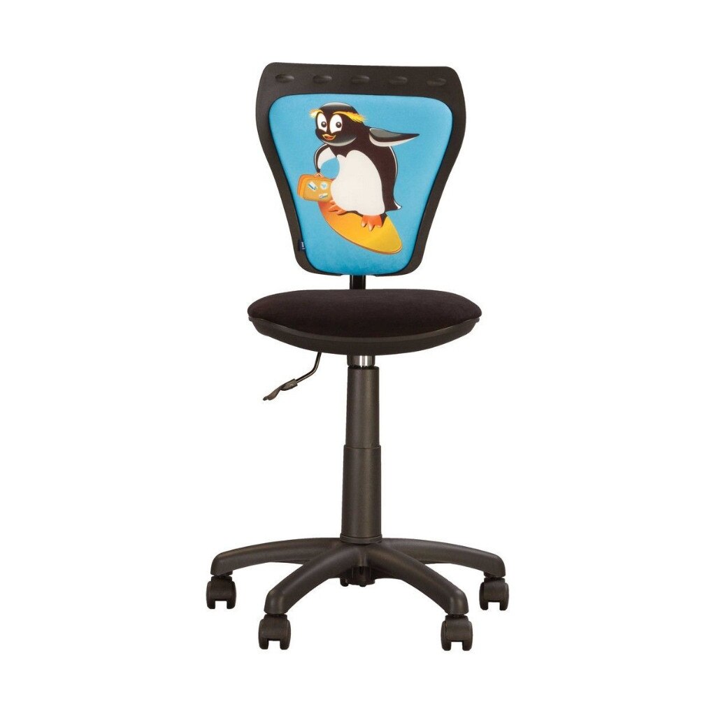 Scaun de birou Ergonica Ministyle, textil fantasy penguin, albastru azuriu