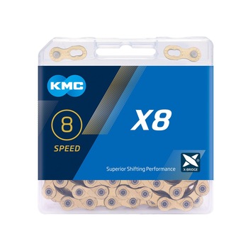 Lant KMC X8 - 1/2 x 3/32 inch, 8 Viteze, Argintiu-Gri Lant KMC X8 - 1/2 x 3/32 inch, 8 Viteze, Argintiu-Gri