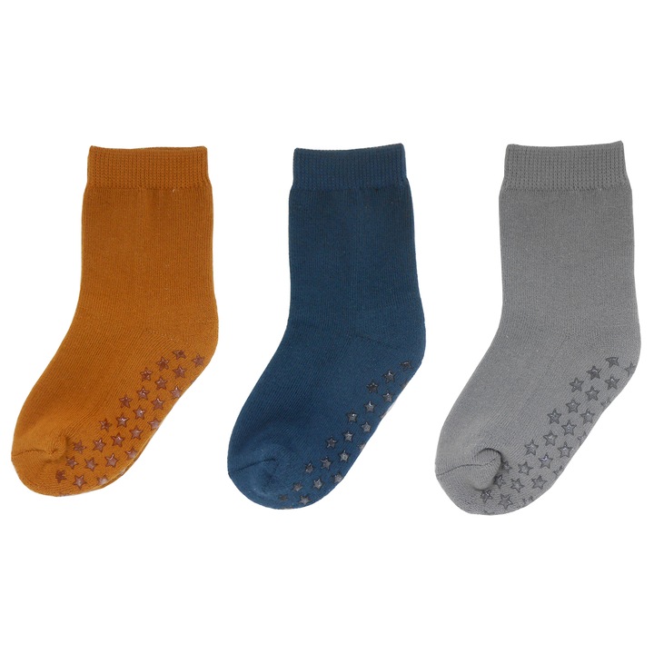Комплект от 3 броя детски чорапи, Sayoyo, нехлъзгащи се, Многоцветен