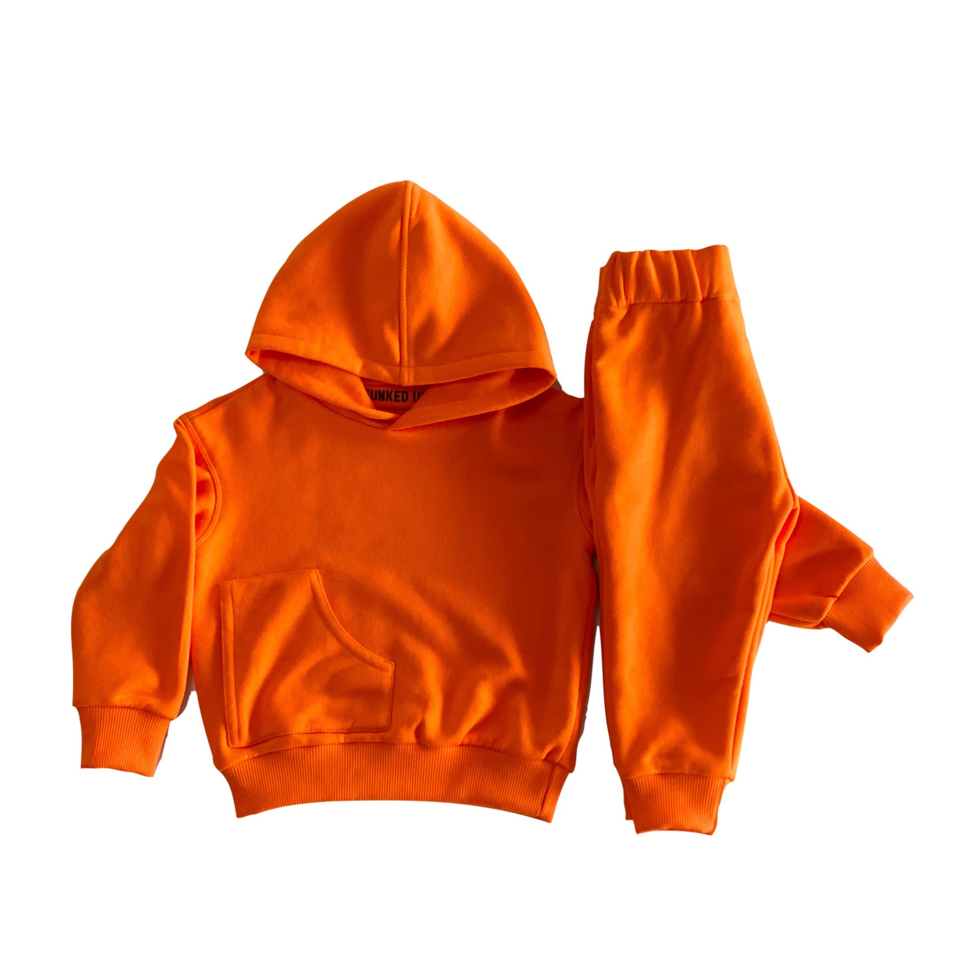 Set de pantaloni lungi si hanorac cu gluga, Portocaliu