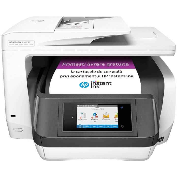 Multifunctional Inkjet HP Officejet Pro 8730 All-in-One, eligibil HP instant Ink, Wireless, A4