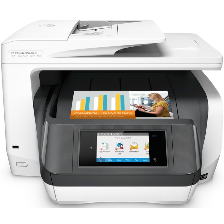 HP OfficeJet Pro 8730 multifunkciós színes tintasugaras nyomtató, A4, ADF, Duplex, Wi-Fi, LAN, Instant Ink ready (D9L20A)