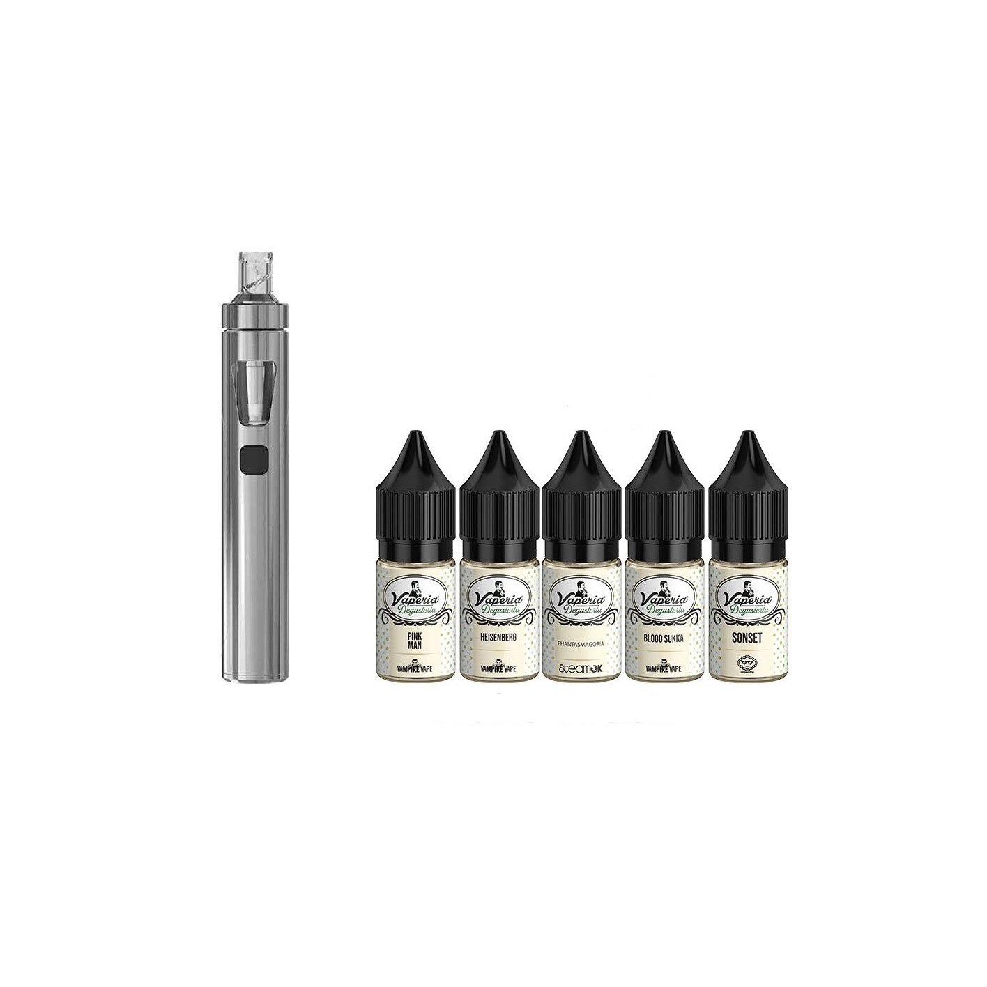 Set Tigara Electronica Joyetech eGO AIO, 1500 mAh, Silver si Degusteria Fruits 5 Pack, 50 ml