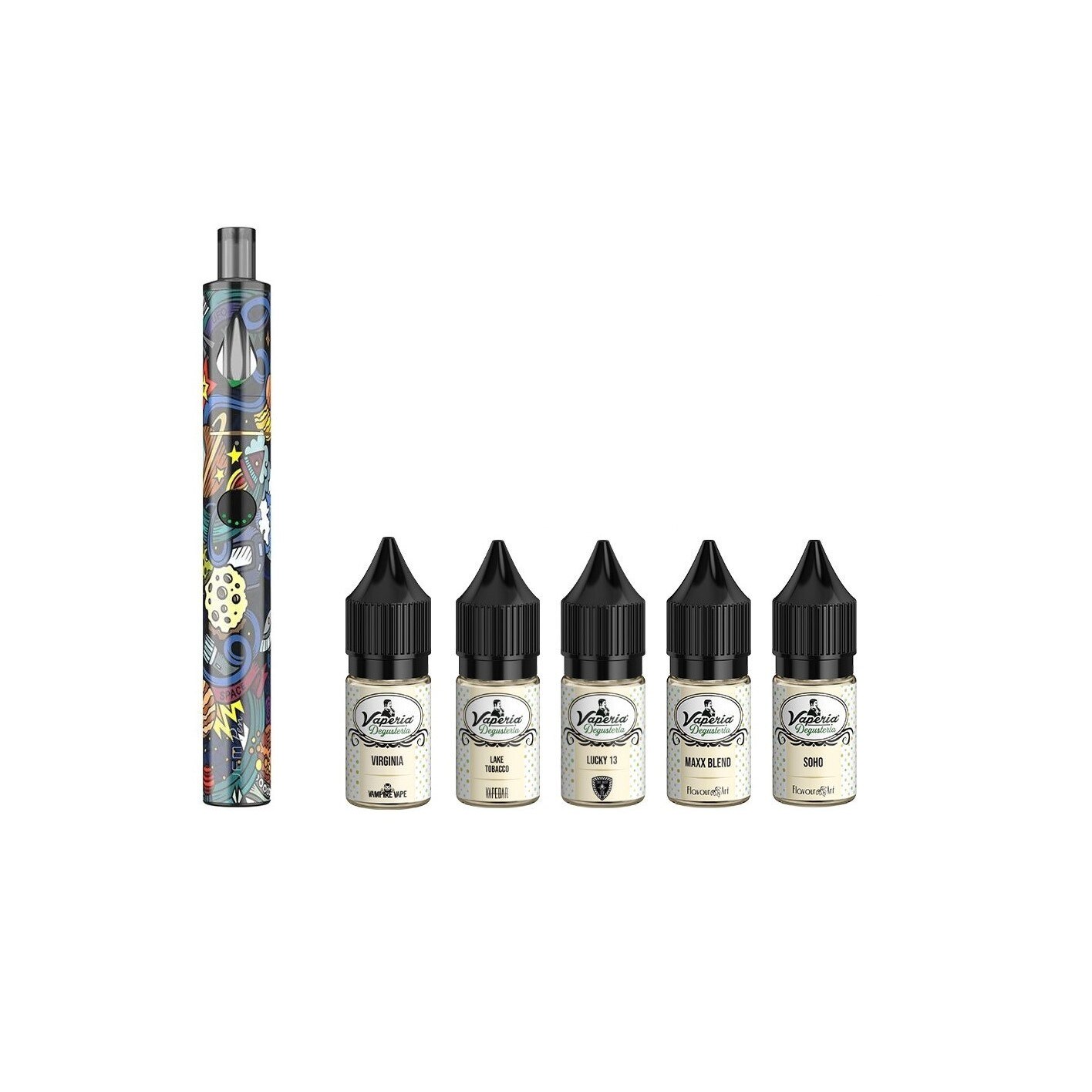 Set Tigara Electronica Jem Pen,1000mAh, 2ml, Cosmos si Degusteria Tobacco 5 Pack, 50 ml