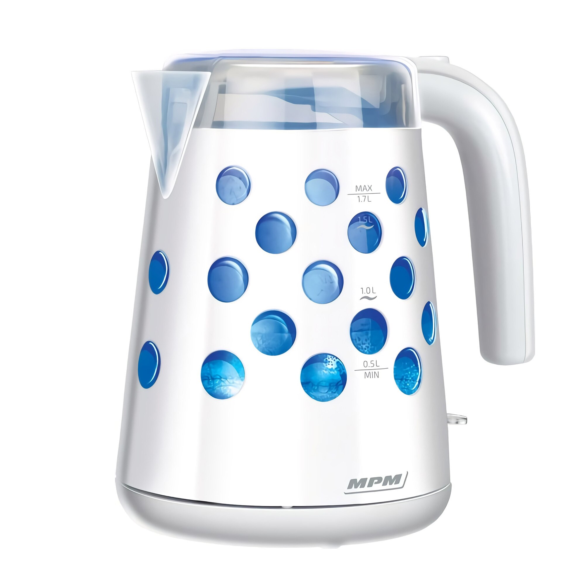 Fierbator electric MPM, 1,7 L, Fara BPA, Control al temperaturii, Iluminare, 2200 W, Alb