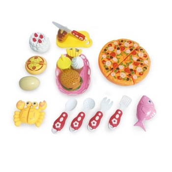 Set mancare realista cu pizza, parjituri, peste, tacamuri, pentru copii , ATS + 3 ani Set mancare realista cu pizza, parjituri, peste, tacamuri, pentru copii , ATS + 3 ani