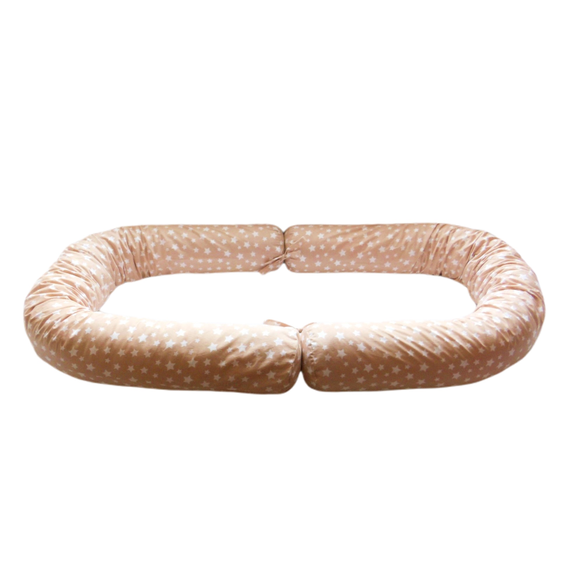 Perna gravide multifunctionala 100% bumbac crem cu stelute albe 160 cm x 15 cm