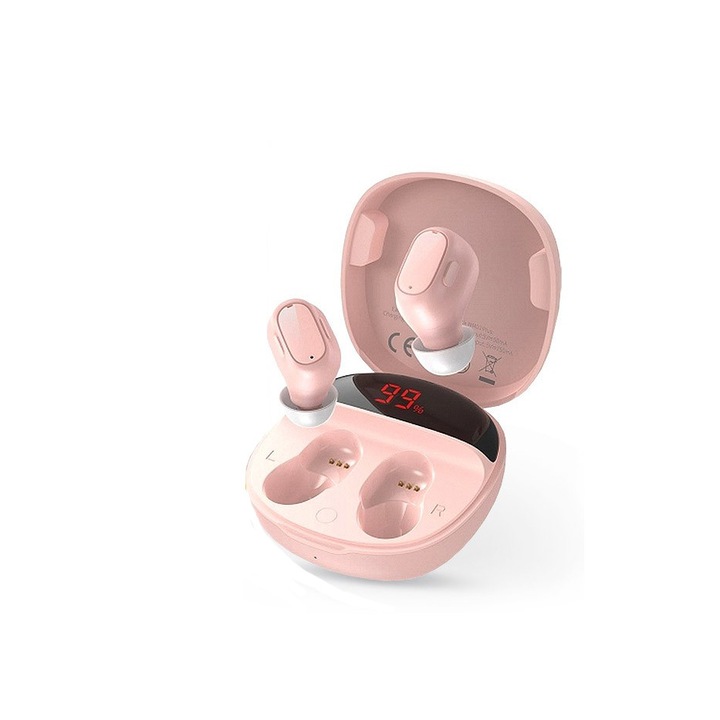 Baseus TWS Bluetooth sztereó headset v5.0 + töltőtok - Baseus WM01 Plus True Wireless Earphones with Charging Case - pink