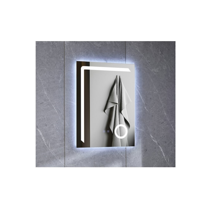 Florin Art Fürdőszoba tükör 60 mm x 80 mm LED világítással, páramentesítő funkcióval, S érintőkapcsolóval
