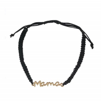 Bratara eleganta ajustabila cu snur si pandantiv Mama, Pufo, negru Bratara eleganta ajustabila cu snur si pandantiv Mama, Pufo, negru