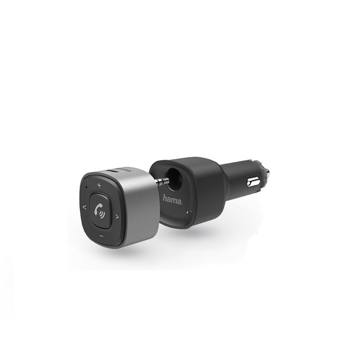 HAMA Bluetooth audio vevőegység autókhoz, 3,5 mm-es csatlakozóval USB töltéssel - HAMA Bluetooth Receiver with 3.5 mm Plug - fek