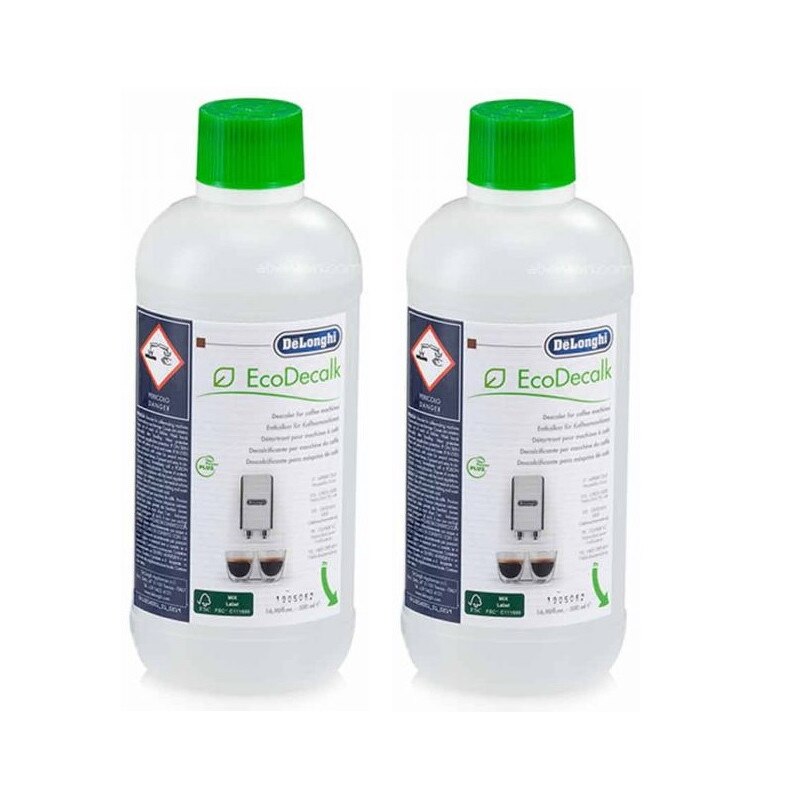 Set 2 flacoane solutie decalcifiere EcoDecalk pentru DeLonghi, 2 x 500 ml, DLSC500