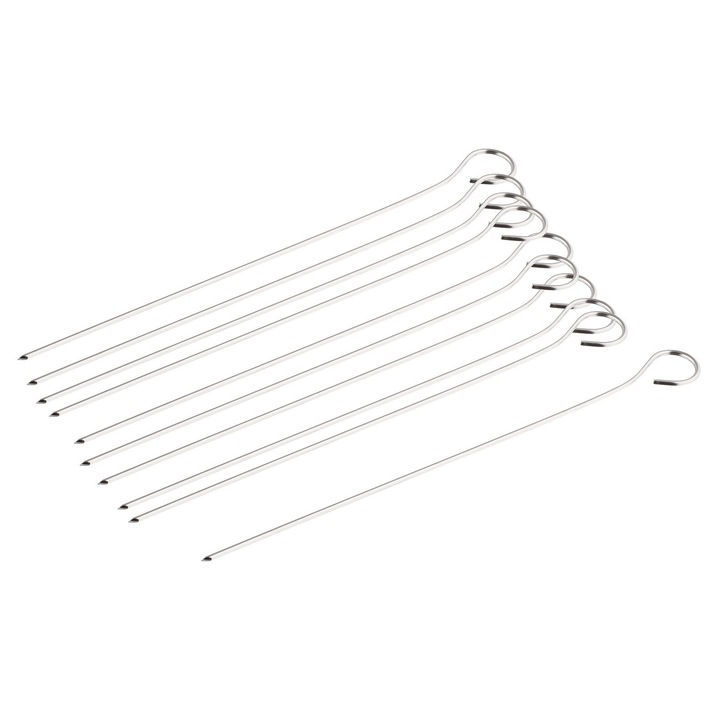 Set 10 ace pentru gratar, TARMEX, Otel inoxidabil, 10 cm, Argintiu