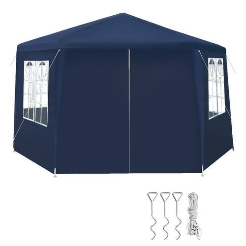 Pavilion hexagonal cu 6 pereti cu ferestre 2x2x2m ,albastru