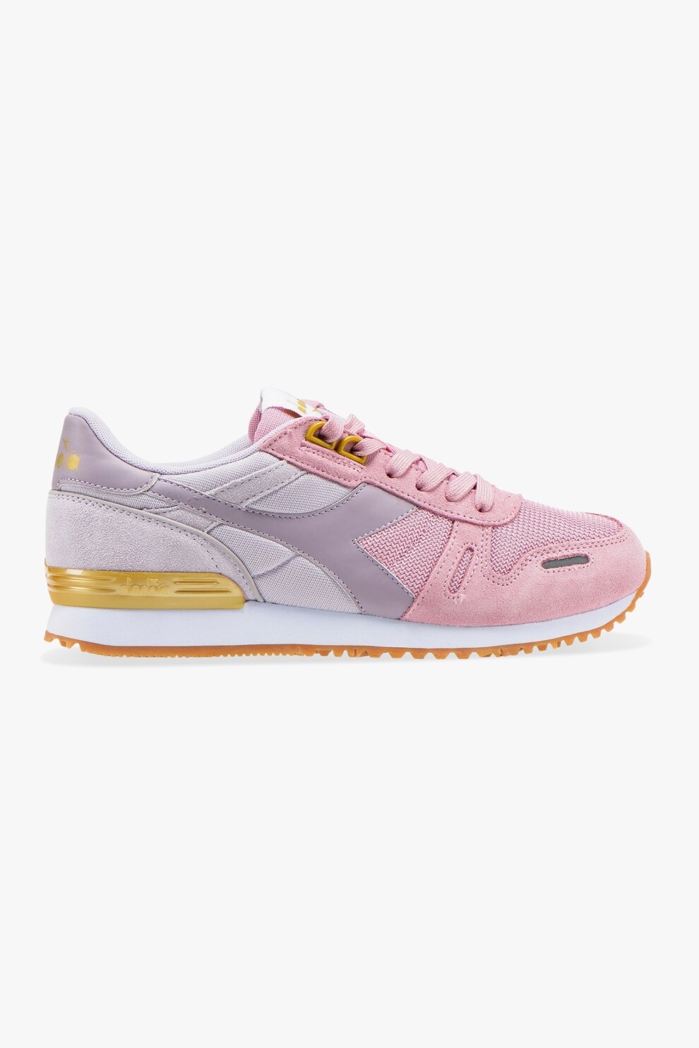 Diadora, Pantofi sport cu model colorblock si insertii de piele intoarsa si plasa Titan II, Roz/Lila prafuit, 5