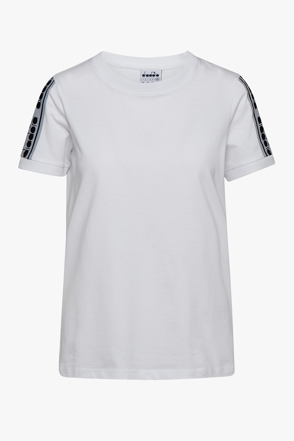 Diadora, Tricou de bumbac organic cu logo Trofeo, Alb/Gri/Negru