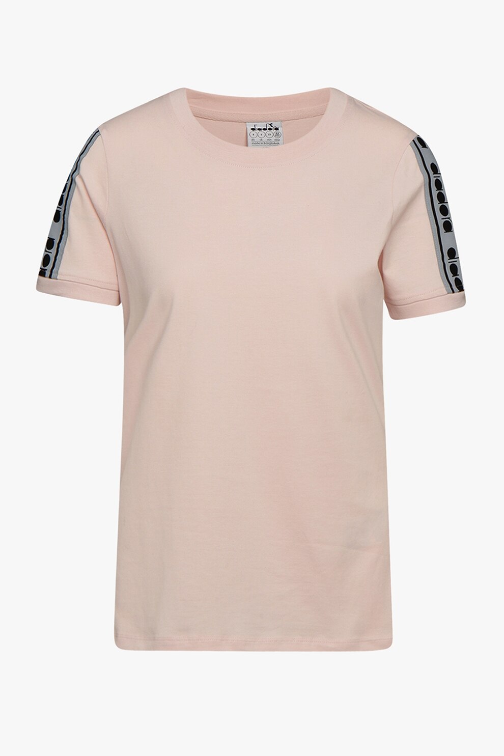 Diadora, Tricou de bumbac organic cu logo Trofeo, roz piersica, gri, negru