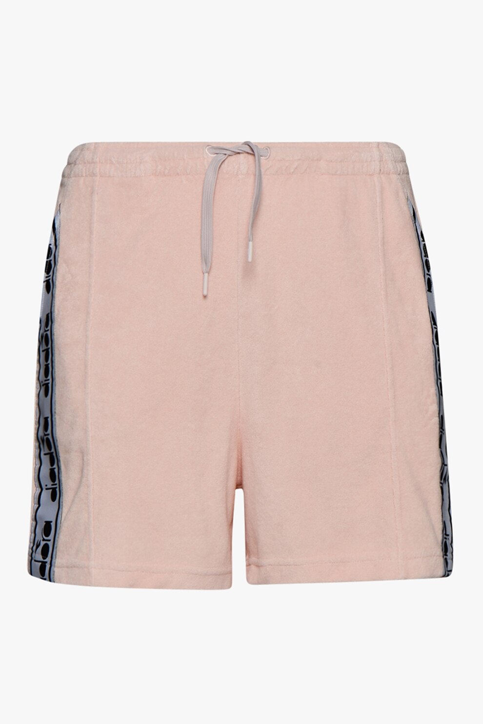 Diadora, Pantaloni scurti cu snur si logo in lateral Trofeo, roz piersica, gri, negru
