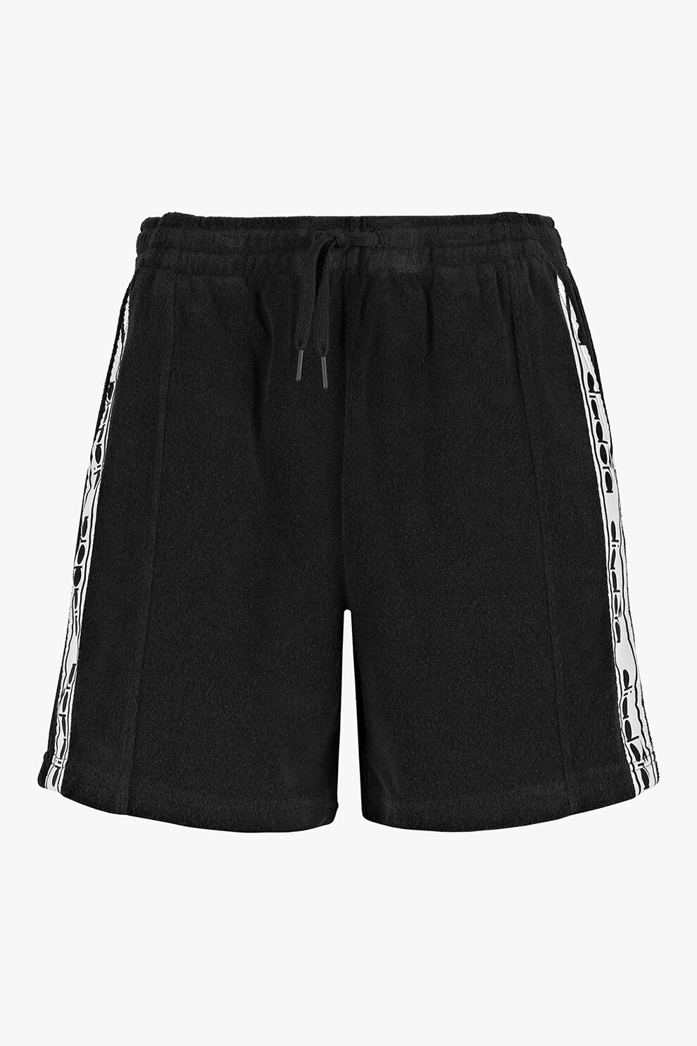 Diadora, Pantaloni scurti cu snur si logo in lateral Trofeo, Negru/Alb