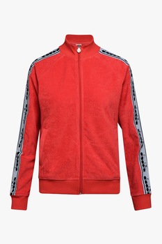 Diadora, Bluza sport de trening cu fermoar si benzi cu logo, rosu, gri cenusa, negru Diadora, Bluza sport de trening cu fermoar si benzi cu logo, rosu, gri cenusa, negru