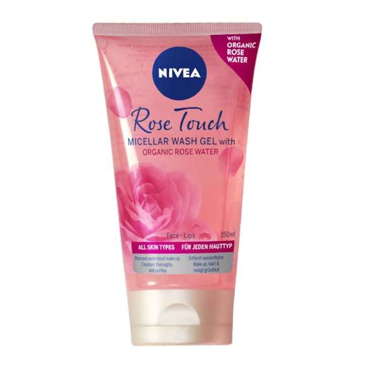Почистващ гел Nivea Rose Touch, С розова вода, 150 мл