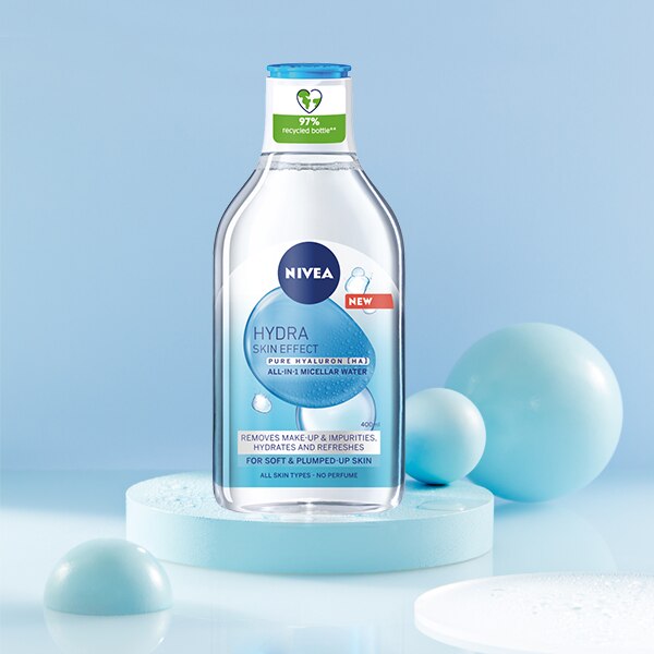 NIVEA Micelarflüssigkeit Hydra Skin Effect – 400 Ml Mit Reiner Hyaluronsäure, Für Alle Hauttypen