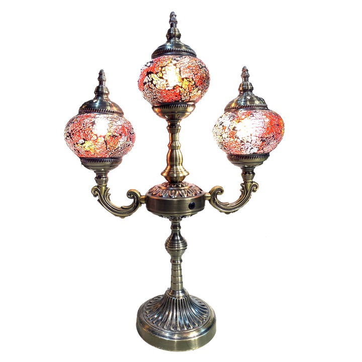 Veioza vitraliu ambiental, visiniu, 63 cm