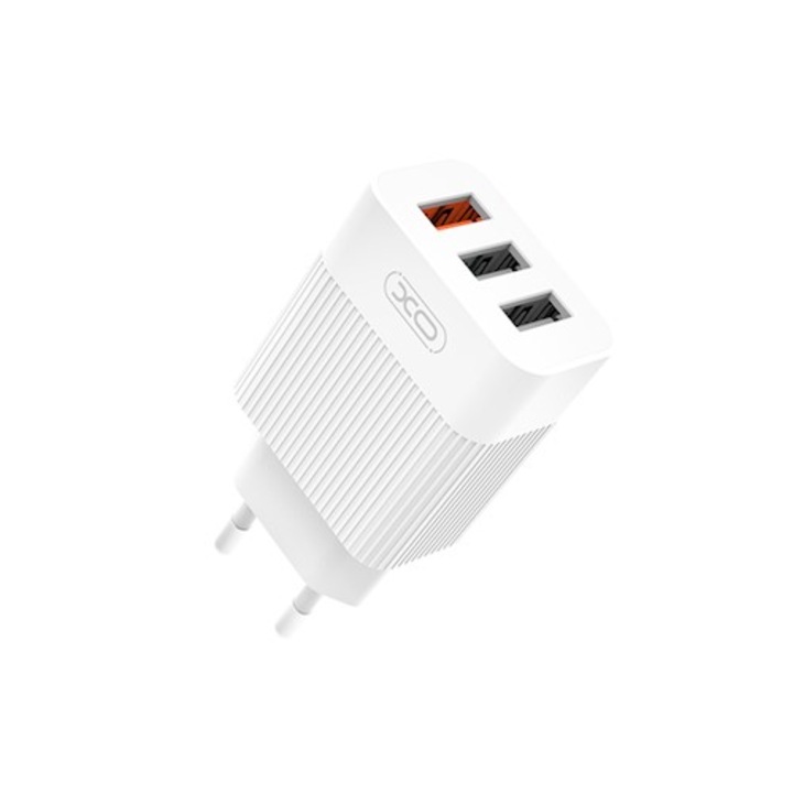 Incarcator retea XO L72, Triple USB, Quick Charge 3.0, 18W, Alb