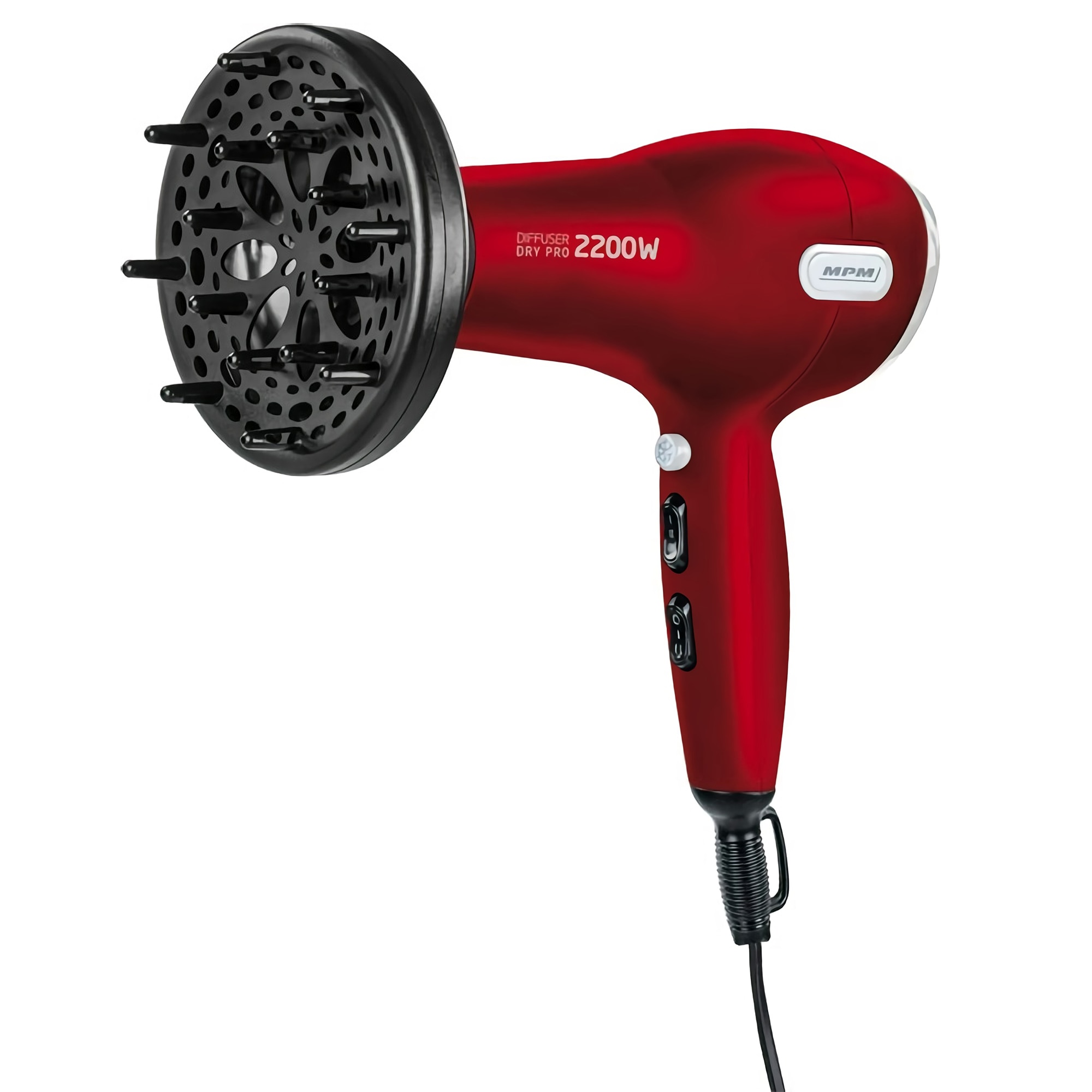 Uscator de par MPM, 3 niveluri de temperatura, 2 nivele de viteza, Compact, Cool shot, Difuzor, Concentrator, Rosu