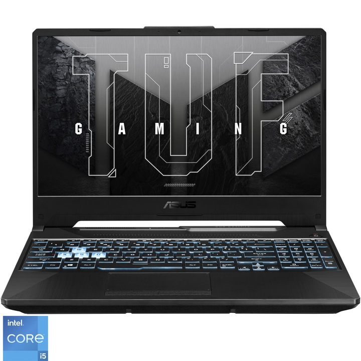 Laptop Gaming ASUS TUF F15 FX506HE cu procesor Intel® Core™ i5-11400H pana la 4.50 GHz, 15.6", Full HD, 144Hz, 8GB, 512GB SSD, NVIDIA® GeForce RTX™ 3050 Ti 4GB TGP 60W, Free DOS, Graphite Black