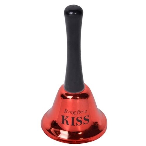 Ring For A Kiss-Clopotel metalic rosu cu maner negru
