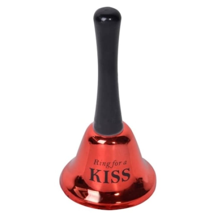 Ring For A Kiss-Clopotel metalic rosu cu maner negru