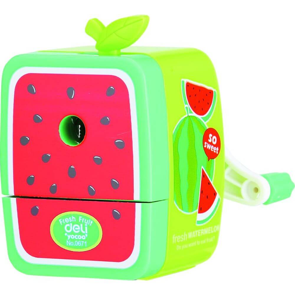 Ascutitoare Fixa Deli, cu Container, Model Pepene Rosu