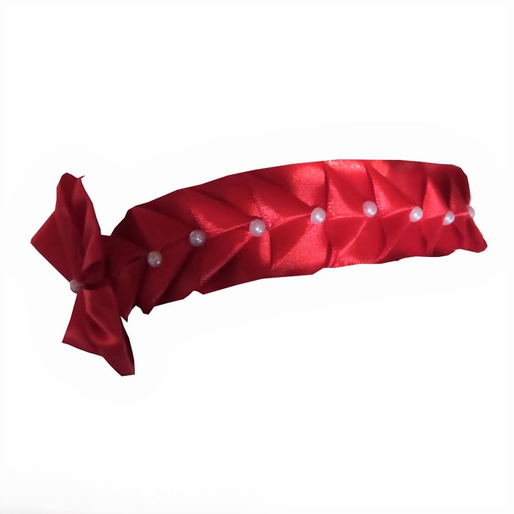 Accesorii Par MCF Cordeluta Rosie Satinata, decorata cu perle