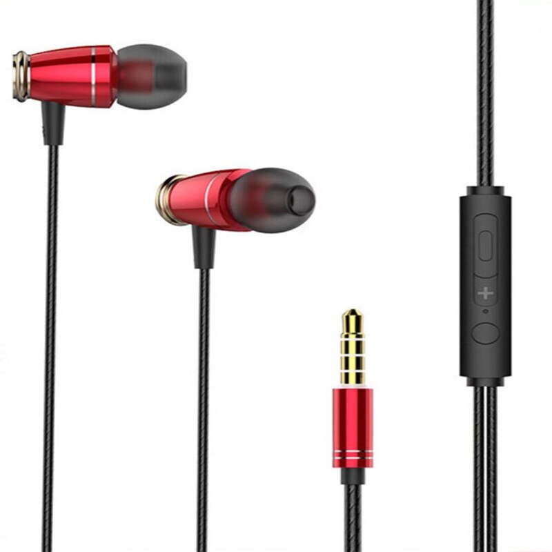Casti cu fir YWD-FMM, Jack 3.5mm, Noise Reduction, Universale, Rosu