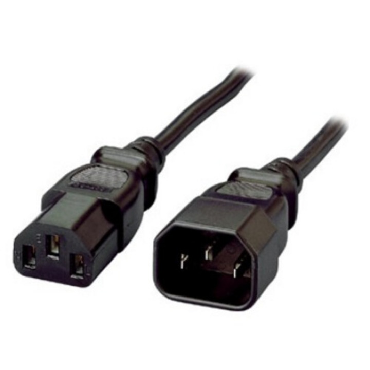 Equip 112100 PC tápkábel hosszabbító, 1,8m, fekete, C13/F-C14/M