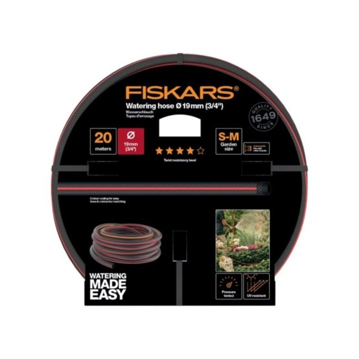 Furtun pentru stropire, Fiskars, 19 mm, 3/4", 20 m
