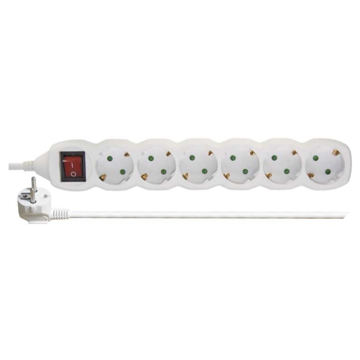 Разклонител Emos P1623R, 6 гнезда, 3 м + Превключвател