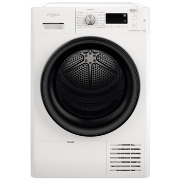 Uscator de rufe Whirlpool FFTM1182BEE, Pompa de caldura, 8 kg, Clasa A++, Motor Inverter, Freshcare+, Tehnologia al 6-lea Simt, Alb Uscator de rufe Whirlpool FFTM1182BEE, Pompa de caldura, 8 kg, Clasa A++, Motor Inverter, Freshcare+, Tehnologia al 6-lea Simt, Alb