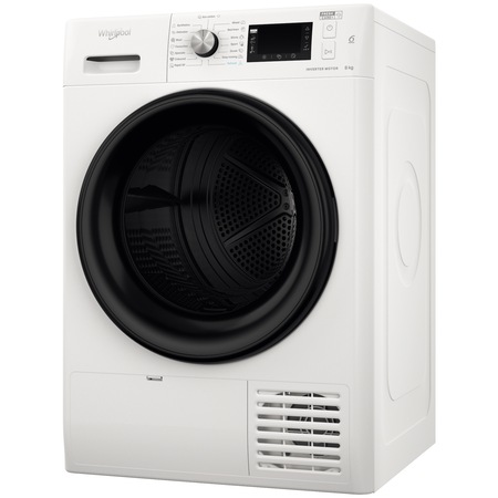 Uscator de rufe Whirlpool FFTD8X3BEE, Pompa de caldura, 8 kg, Clasa A+++, Motor Inverter, Freshcare+, Tehnologia al 6-lea Simt, Control touch, Alb