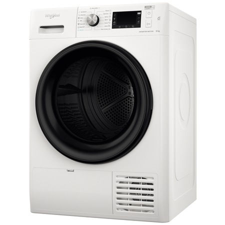 Uscator de rufe Whirlpool FFTM229X2BEE, Pompa de caldura, 9 kg, Clasa A++, Motor Inverter, Freshcare+, Tehnologia al 6-lea Simt, Alb