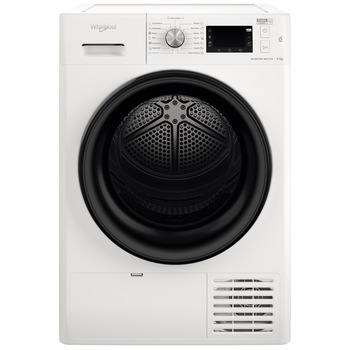 Uscator de rufe Whirlpool FFTM229X2BEE, Pompa de caldura, 9 kg, Clasa A++, Motor Inverter, Freshcare+, Tehnologia al 6-lea Simt, Alb Uscator de rufe Whirlpool FFTM229X2BEE, Pompa de caldura, 9 kg, Clasa A++, Motor Inverter, Freshcare+, Tehnologia al 6-lea Simt, Alb