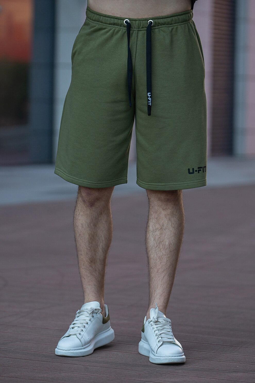 uFIT, Bermude supradimensionate cu snur, Verde inchis