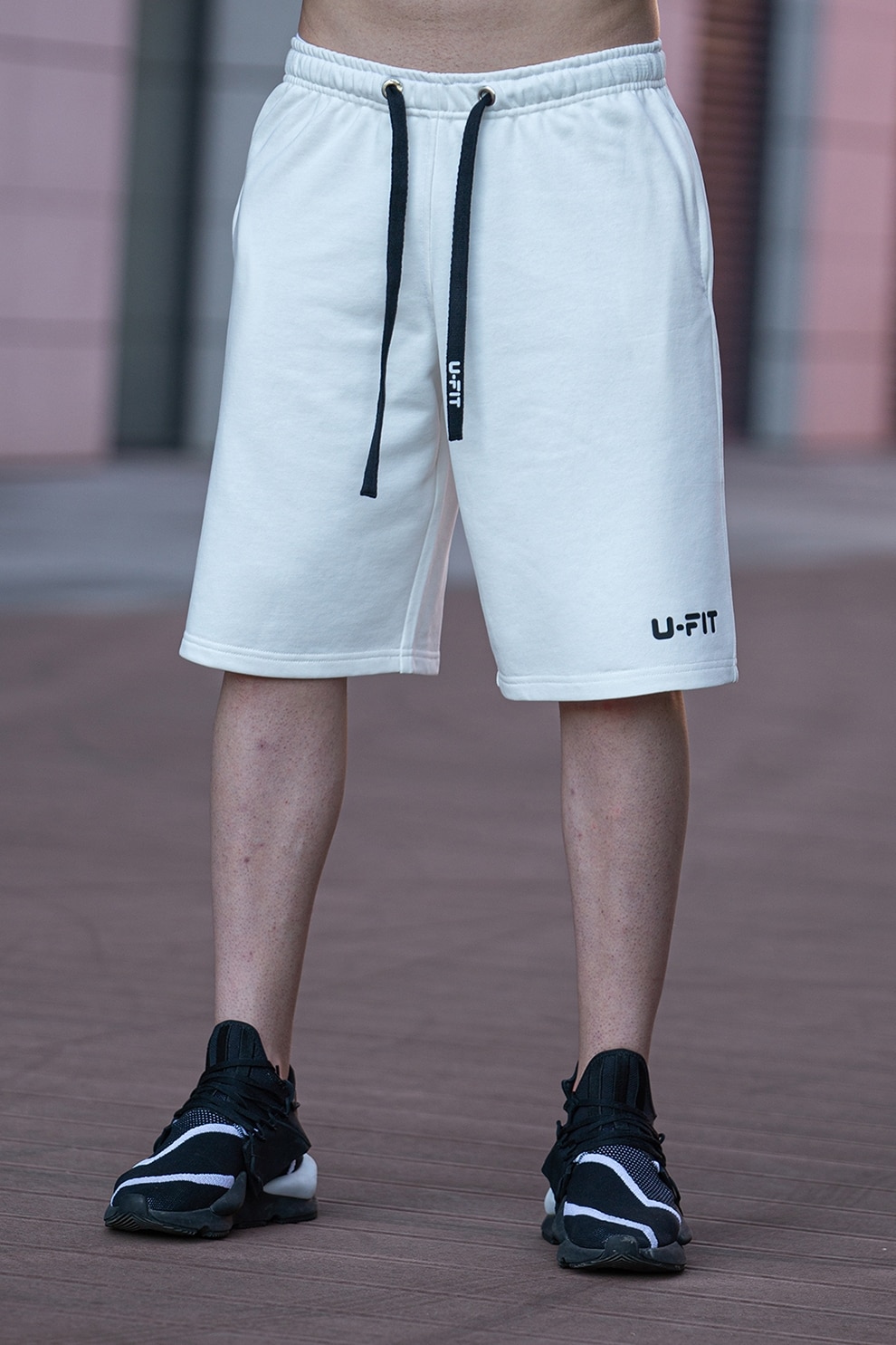 uFIT, Pantaloni scurti supradimensionati cu snur si buzunare, Alb