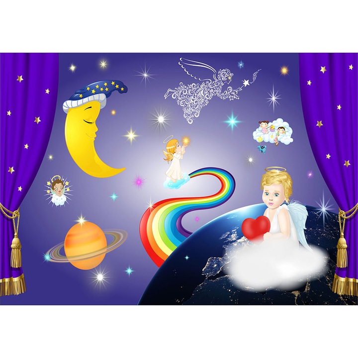 Fototapet copii Universul Copiilor, premium, multicolor, 250 x 400 cm
