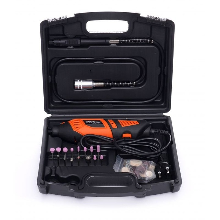 Kraftdele KD10750 Mini elektromos marógép, 230V, 270W, 40 db, 35000 rpm, Narancs/Fekete